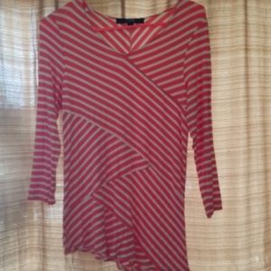 Coral white stripe long sleeve